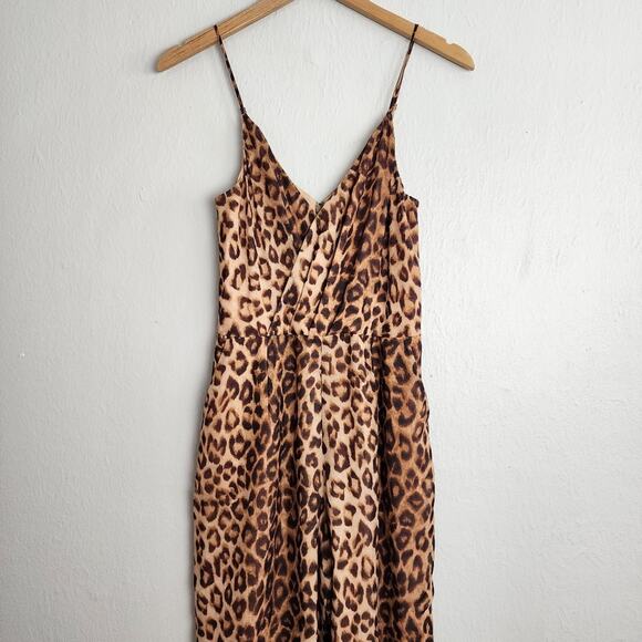 NWT L'Agence V-Neck Leopard Animal Print One-Piece Jumpsuit (Small) - Picture 3 of 11